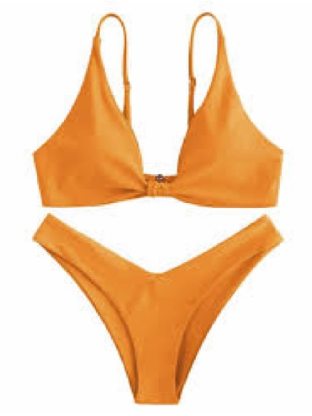 Zaful Bright Orange V-Neck Two-Piece Bikini